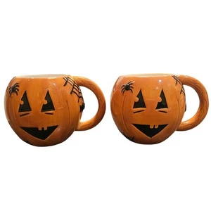 Inspirado Halloween Kürbis 28 Unzen Kaffeetassen 2er Set handbemalt Herbst Tassen Kanne - Bild 1 von 8
