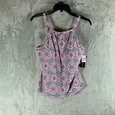 Traje de baño para mujer Island Escape 6 Tankini Top geométrico Ikat con aros rosa nuevo con etiquetas Foto 1 de 4