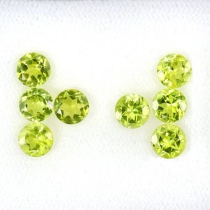 Round Cut Natural Unheated Apple Green Peridot 8pcs 4.08ct 5mm Lot Gemstone - Picture 1 of 13
