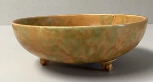 Art Deco Beswick Large Footed Marbled Dish / Fruit Bowl Orange and Green - Picture 1 of 9