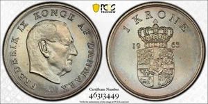 1963 C;S Dänemark 1 Krone PCGS MS65 Gold Shield !!! - Bild 1 von 1