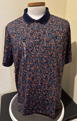 Camisa polo de golf Under Armour UA para hombre estampada a juego azul marino medianoche 2XL UPF 40 Foto 1 de 4