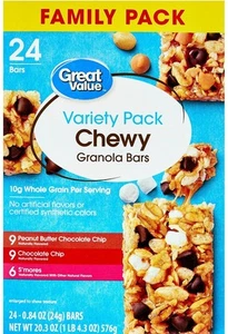 Paquete de variedad de barras de granola masticables de gran valor, paquete familiar, 0,84 oz, 24 unidades - Imagen 1 de 2