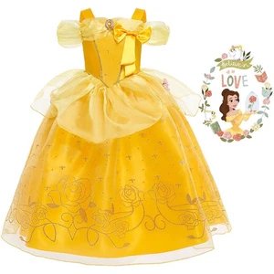 UK Kids Girls Belle Fancy Dress Up Cosplay Party Costume Birthday Gift Princess - Picture 1 of 15