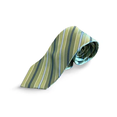 Corbata de vestido de negocios Croft & Barrow para hombre amarillo verde patrón de rayas Foto 1 de 4