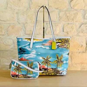 Bolso de hombro Coach Hawaiian Palm Tree City para mujer de cuero/cartera opción nuevo con etiquetas - Imagen 1 de 32