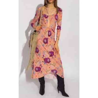 Vestido midi Isabel Marant Jadessi estampado floral con tiras recorte talla 42 EE. UU. 10 #1H504 Foto 1 de 4