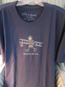 NWT LIFE IS GOOD MENS 100% COTTON VINTAGE S/S "WEEKEND WARRIER" TEE.. (XL) - Picture 1 of 4