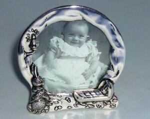 BEAUTIFUL SILVER SCENES MINIATURE POEM RABBIT BABY PHOTO PICTURE PLATED FRAME
