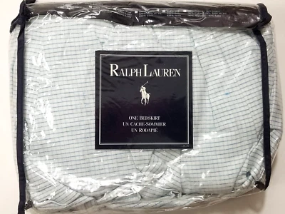 RALPH LAUREN Cache- Sommer Cottage Blue Stripe Full Size Ruffle Style Bed Skirt - Image 1 of 4