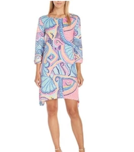 Vestido Lilly Pulitzer Edna para mujer XSmall azulejo ondulado manga cuarto por encima de la rodilla - Imagen 1 de 12