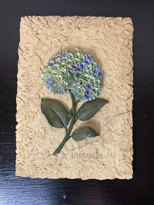Cheri Blum 3D Floral Blue Hydrangea Art Plaque - Vintage 90's Collectable - Picture 1 of 5