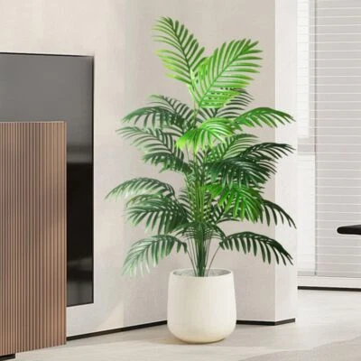 Large Artificial Palm Tree Tall Fake Plants Tropical Plastic Leaves Home Decors. - Image 1 of 4