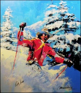 Malcolm Farley "Billy Kidd" L ski Unique Embellished Giclee on Canvas Make Offer - Picture 1 of 5