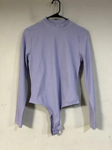 Top Shop Ribbed Long Sleeve Bodysuit Purple Knit Mock Neck Medium (8-10), NWT - Picture 1 of 4