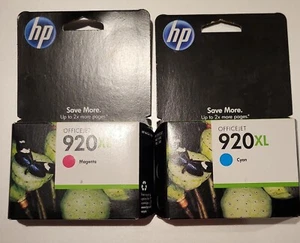 2 New Unopened Genuine HP OFFICEJET PRO 920XL MAGENTA and CYAN Ink Expired 2012 - Picture 1 of 2