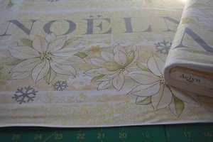 AVLYN * NOEL STRIPE POINSETTIAS 2629-309 weiß METERWARE NEU BAUMWOLLE Weihnachten - Bild 1 von 2