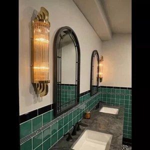 Vintage Art Deco Messing & Glas Stab Wandleuchter Leuchten - Maritim Stil 2er Set - Bild 1 von 11