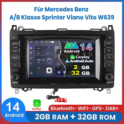 Für Mercedes Benz B Klasse W169 W245 Vito W639 DAB+ Carplay Autoradio Android 14 - Bild 1 von 4