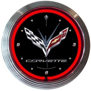 Corvette C7 Garage Neon Clock 15"x15" - Picture 1 of 1
