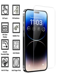 (1/2 Packs) Verre Trempé Protecteur d'écran pour iPhone 16e 16 15 14 13 Pro Max - Photo 1 sur 2