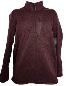 Lands End Burgundy 1/4 Zip Fleece Lined Long Sleeve Shirt Mens Large 42-44 - Picture 1 of 7