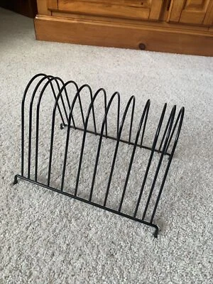 Vtg Black Record File Holder Vinyl Rack Desk Organizer Wire 11 Sections Desktop - Image 1 of 3