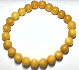 Pulsera de cuentas ámbar yema de huevo báltico auténtico de 9 mm JY3790 - Imagen 1 de 1