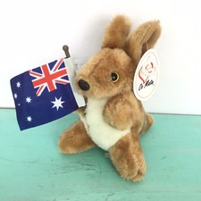 Oz Mate 4” Kangaroo Plush Toy With Australian Flag Souvenir Stuffed Animal