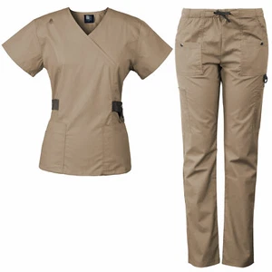 Medgear Women's 12-Pocket Scrub Set with Silver Snap Detail & Contrast Trim 7897 - Picture 1 of 21