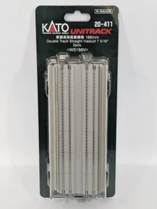 NEW N GAUGE KATO UNITRACK 20-411 CONCRETE VIADUCT DOUBLE ELEVATED TRACK 186MM - Picture 1 of 5