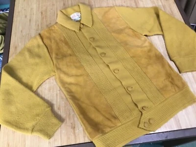 РЕДКИЙ винтажный 50-х 60-х годов петля воротник открытый свитер серфинга доски Калифорнии шерсти размер S  - Изображение 1 из 4