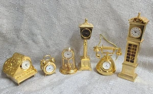 6 Mini Gold Clocks Timex Godinger Bulova Platinum Xanadu Expose Japan Hong Kong - Picture 1 of 22