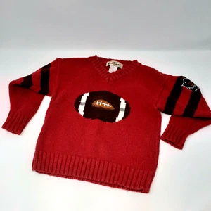 Boys Football Sweater Sport Pullover V-Neck Y2K Red Size 4 - Picture 1 of 5