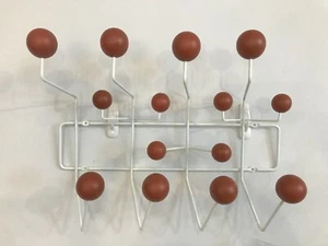 Modern Coffee Colour Wooden Ball Steel Frame Wall Mounted Hooks Coat Hanger - Picture 1 of 13