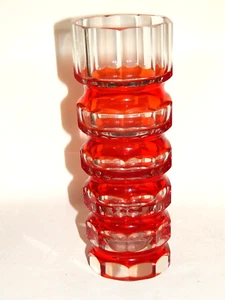 Vase Kristall Carl Meltzer  orangerot Schälschliff 23,5 cm 1,2 kg - Picture 1 of 5