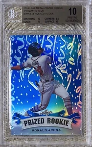 2018 Leaf Prized Rookie Prizmatic Blue /15 Ronald Acuna BGS 10 - Bild 1 von 2