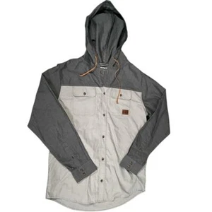 DRAVUS Brand Patterned Hoodie NWT Size Large Gray Button Down Long Sleeve - Picture 1 of 8