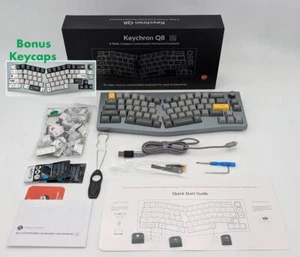 Keychron Q8 RGB Knob Aluminum Alice Mechanical Keyboard +Bonus Keycaps Gray - Picture 1 of 5