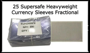 Currency Sleeves For Fractional US / World Banknotes 25 Supersafe Thick Holders - Picture 1 of 5