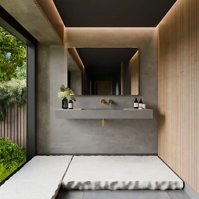 Einzel Waschbecken Waschtisch Betonoptik Grau Matt - Handgefertigt - Bild 1 von 2