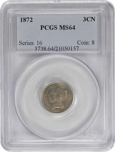 1872 Three Cent Nickel MS64 PCGS - Picture 1 of 4