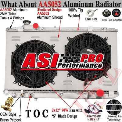 3-Row Radiator Shroud Fan+Relay For 1998-2005 LEXUS GS300 GS400 Toyota Aristo AT Foto 1 de 4