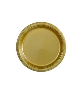 7 inch Gold Round Plastic Salad Plate – Disposable Plate for Appetizers 250pcs - Picture 1 of 1