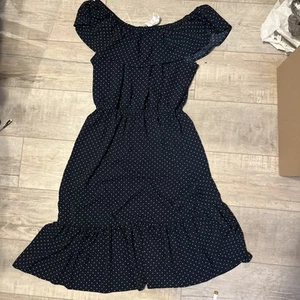 Christopher & Banks Women's Blue Polka Dot Ruffle Layer Sleeveless Medium NWT - Picture 1 of 8