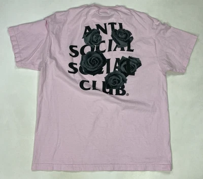 Camiseta Gráfica Anti Social Club ASSC Murciélago Emoji Hombres XL Rosa Manga Corta Foto 1 de 4