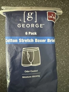 George Men's Size S Cotton Moisture Wicking Boxer Brief 6 pack (28"-30"). - Picture 1 of 9