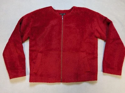 Eileen Fisher Jacket Womens XS Red Sheared Suri Alpaca Wool Blend Full Zip - Image 1 of 4