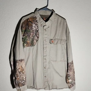 Game Winner Shirt Mens 3XL Camo Accent Tan Button Hunting - Picture 1 of 8
