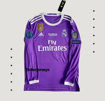 Real Madrid 2016-2017 UEFA Long Sleeve Purple Jersey Shirt- Cristiano Ronaldo #7 - Image 1 of 4